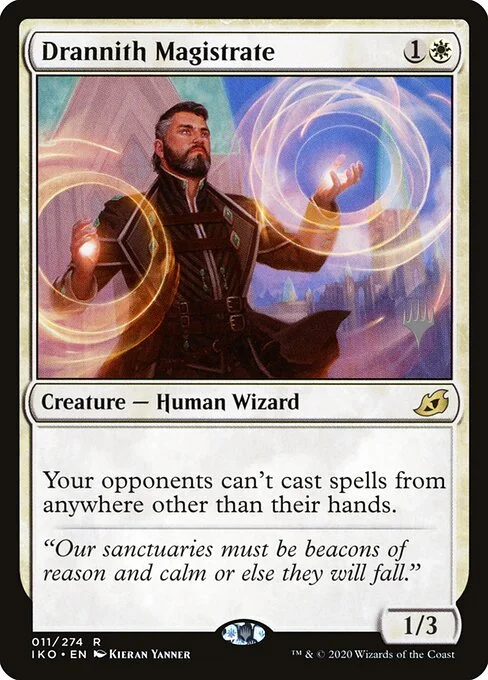 Drannith Magistrate, carta Magic di tipo Creature — Human Wizard illustrata da Kieran Yanner