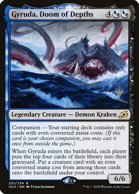 Gyruda, Doom of Depths, carta Magic di tipo Legendary Creature — Demon Kraken illustrata da Tyler Jacobson