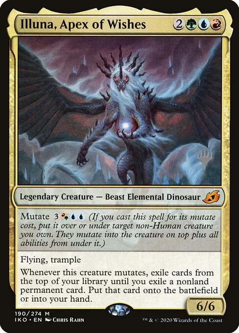 Illuna, Apex of Wishes, carta Magic di tipo Legendary Creature — Beast Elemental Dinosaur illustrata da Chris Rahn