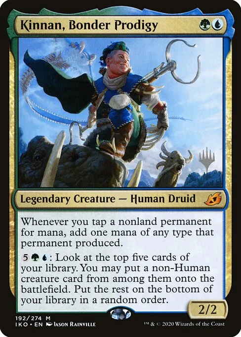 Kinnan, Bonder Prodigy, carta Magic di tipo Legendary Creature — Human Druid illustrata da Jason Rainville