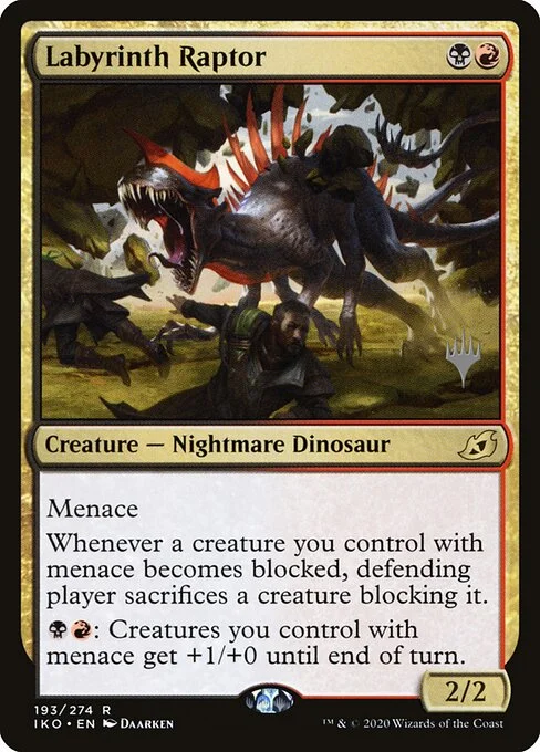 Labyrinth Raptor, carta Magic di tipo Creature — Nightmare Dinosaur illustrata da Daarken