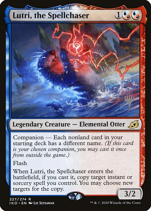Lutri, the Spellchaser, carta Magic di tipo Legendary Creature — Elemental Otter illustrata da Lie Setiawan