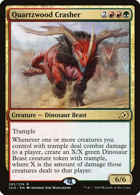Quartzwood Crasher, carta Magic di tipo Creature — Dinosaur Beast illustrata da Antonio José Manzanedo