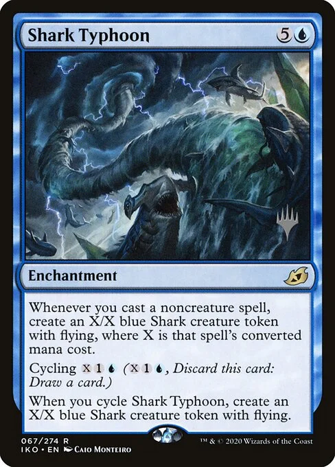 Shark Typhoon, carta Magic di tipo Enchantment illustrata da Caio Monteiro