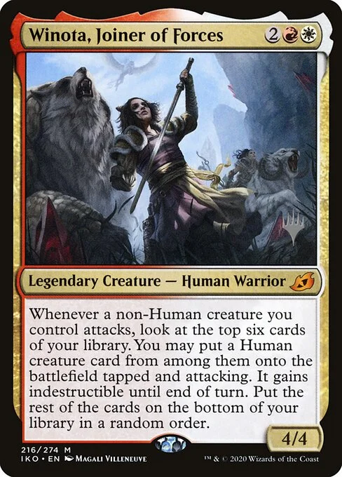 Winota, Joiner of Forces, carta Magic di tipo Legendary Creature — Human Warrior illustrata da Magali Villeneuve