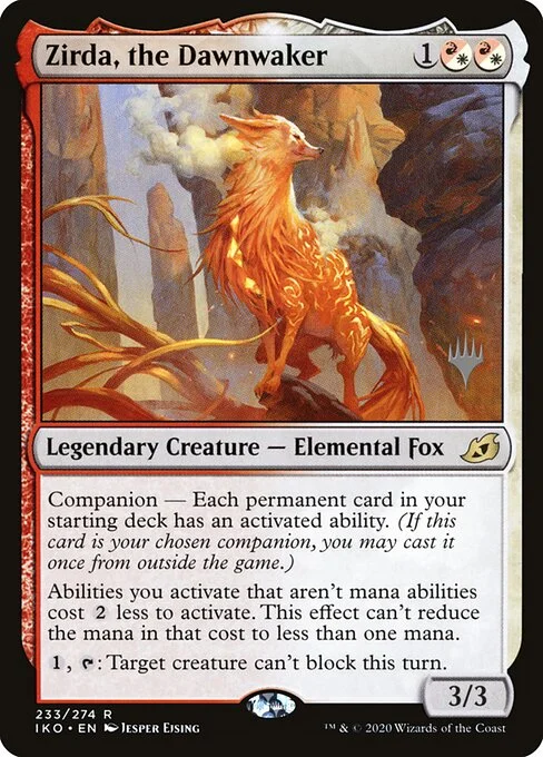 Zirda, the Dawnwaker, carta Magic di tipo Legendary Creature — Elemental Fox illustrata da Jesper Ejsing