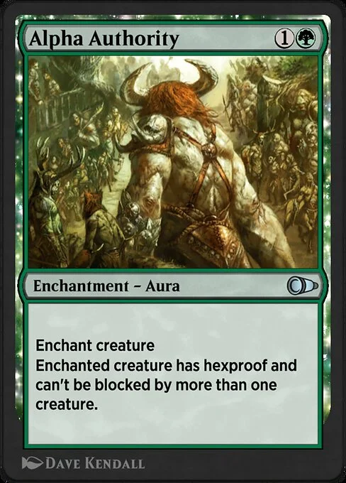 Alpha Authority, carta Magic di tipo Enchantment — Aura illustrata da Dave Kendall
