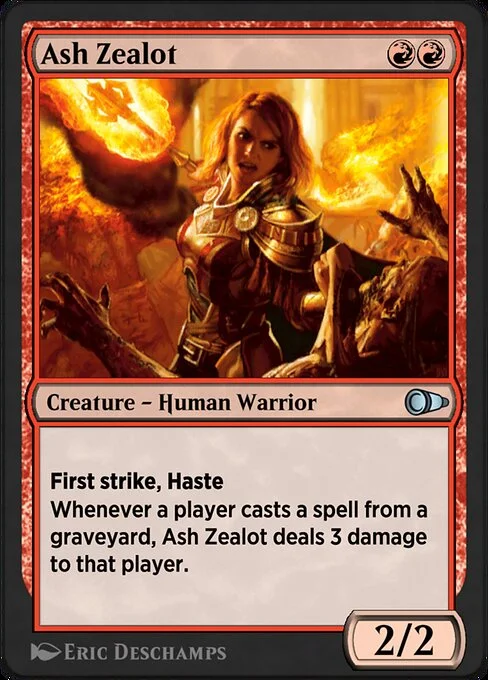 Ash Zealot, carta Magic di tipo Creature — Human Warrior illustrata da Eric Deschamps