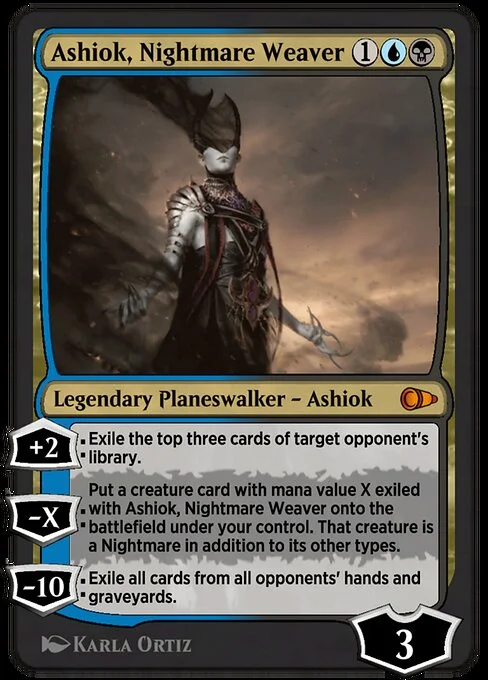 Ashiok, Nightmare Weaver, carta Magic di tipo Legendary Planeswalker — Ashiok illustrata da Karla Ortiz