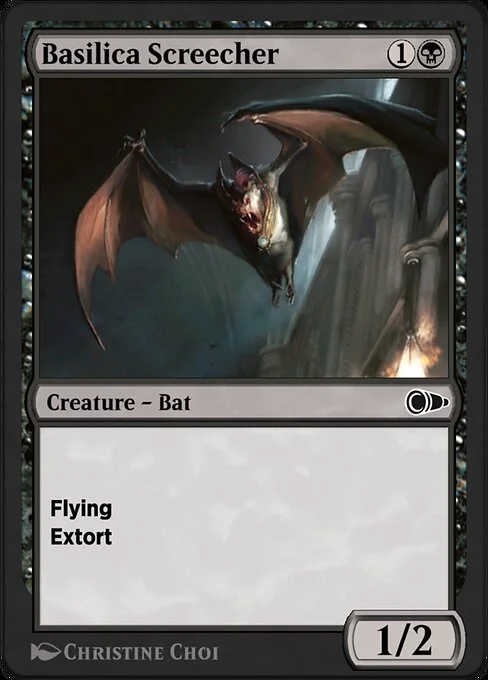 Basilica Screecher, carta Magic di tipo Creature — Bat illustrata da Christine Choi