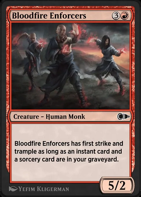 Bloodfire Enforcers, carta Magic di tipo Creature — Human Monk illustrata da Yefim Kligerman