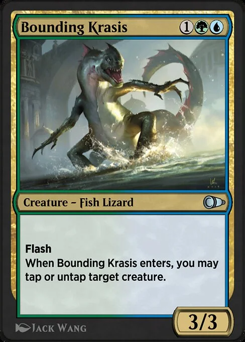 Bounding Krasis, carta Magic di tipo Creature — Fish Lizard illustrata da Jack Wang
