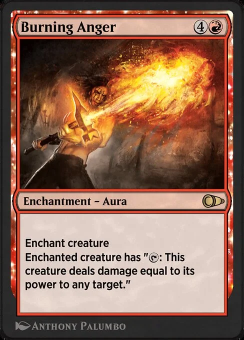 Burning Anger, carta Magic di tipo Enchantment — Aura illustrata da Anthony Palumbo