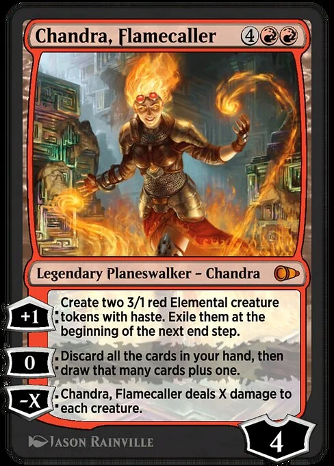 Chandra, Flamecaller, carta Magic di tipo Legendary Planeswalker — Chandra illustrata da Jason Rainville