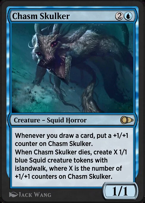 Chasm Skulker, carta Magic di tipo Creature — Squid Horror illustrata da Jack Wang