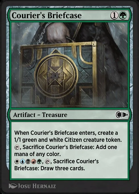 Courier's Briefcase, carta Magic di tipo Artifact — Treasure illustrata da Josu Hernaiz