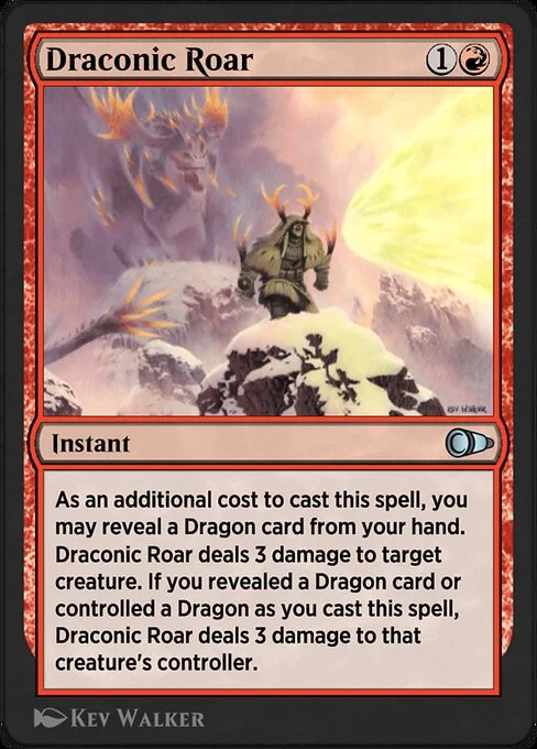 Draconic Roar, carta Magic di tipo Instant illustrata da Kev Walker