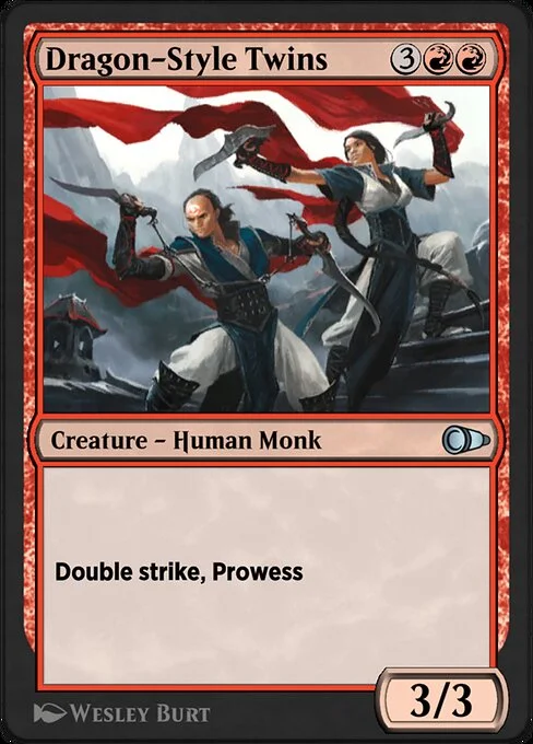 Dragon-Style Twins, carta Magic di tipo Creature — Human Monk illustrata da Wesley Burt