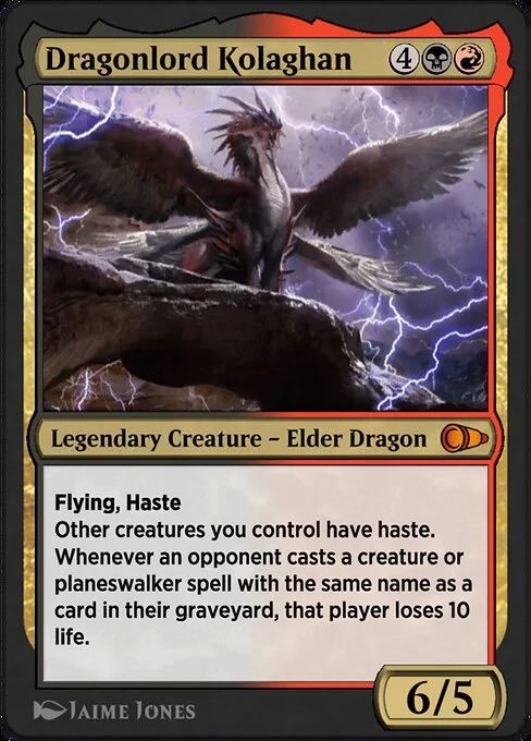 Dragonlord Kolaghan, carta Magic di tipo Legendary Creature — Elder Dragon illustrata da Jaime Jones