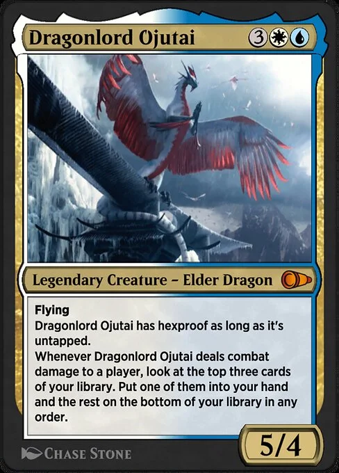 Dragonlord Ojutai, carta Magic di tipo Legendary Creature — Elder Dragon illustrata da Chase Stone