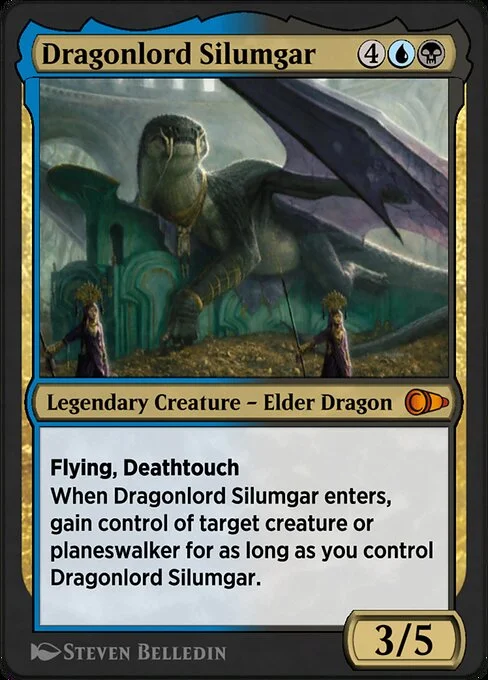 Dragonlord Silumgar, carta Magic di tipo Legendary Creature — Elder Dragon illustrata da Steven Belledin
