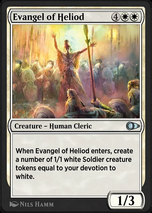 Evangel of Heliod, carta Magic di tipo Creature — Human Cleric illustrata da Nils Hamm