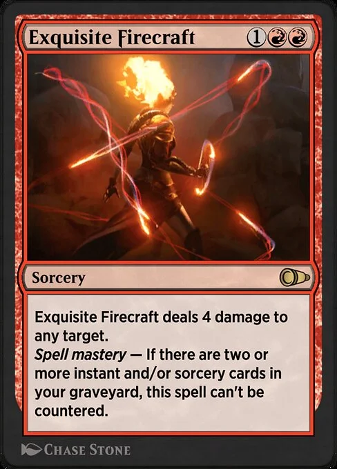 Exquisite Firecraft, carta Magic di tipo Sorcery illustrata da Chase Stone