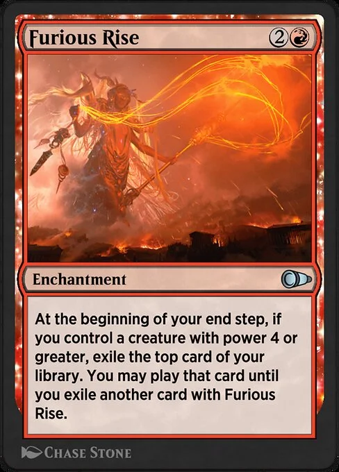 Furious Rise, carta Magic di tipo Enchantment illustrata da Chase Stone