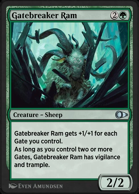 Gatebreaker Ram, carta Magic di tipo Creature — Sheep illustrata da Even Amundsen