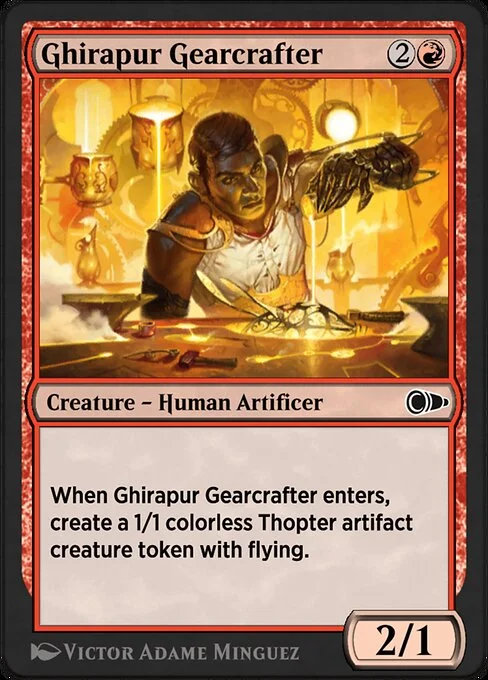 Ghirapur Gearcrafter, carta Magic di tipo Creature — Human Artificer illustrata da Victor Adame Minguez