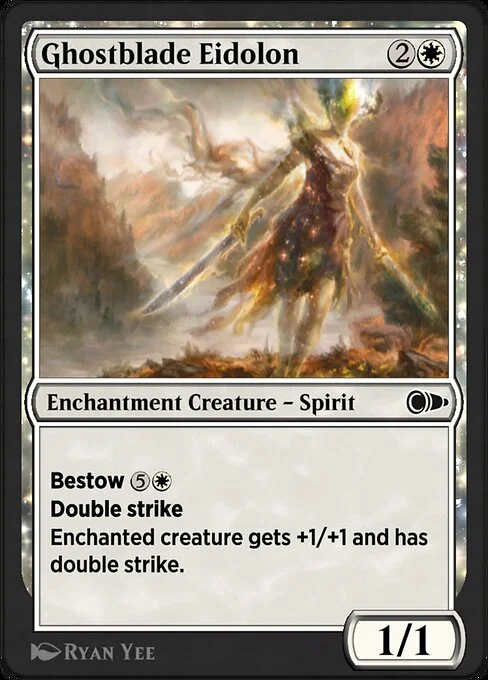 Ghostblade Eidolon, carta Magic di tipo Enchantment Creature — Spirit illustrata da Ryan Yee