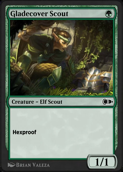 Gladecover Scout, carta Magic di tipo Creature — Elf Scout illustrata da Brian Valeza