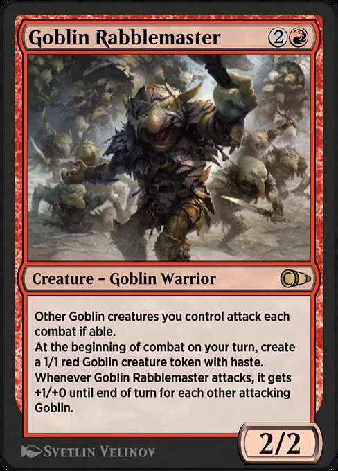 Goblin Rabblemaster, carta Magic di tipo Creature — Goblin Warrior illustrata da Svetlin Velinov