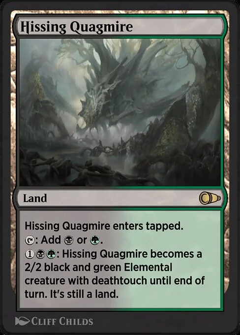 Hissing Quagmire, carta Magic di tipo Land illustrata da Cliff Childs