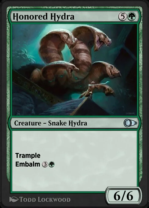 Honored Hydra, carta Magic di tipo Creature — Snake Hydra illustrata da Todd Lockwood