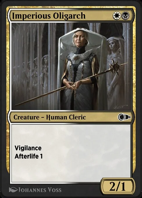 Imperious Oligarch, carta Magic di tipo Creature — Human Cleric illustrata da Johannes Voss