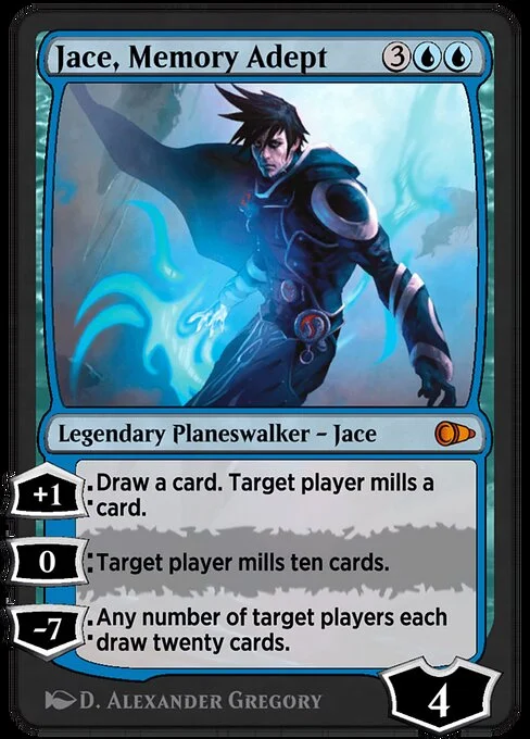 Jace, Memory Adept, carta Magic di tipo Legendary Planeswalker — Jace illustrata da D. Alexander Gregory