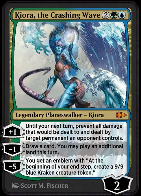 Kiora, the Crashing Wave, carta Magic di tipo Legendary Planeswalker — Kiora illustrata da Scott M. Fischer