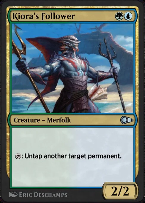 Kiora's Follower, carta Magic di tipo Creature — Merfolk illustrata da Eric Deschamps