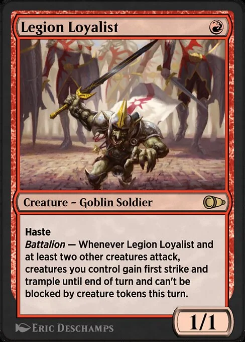 Legion Loyalist, carta Magic di tipo Creature — Goblin Soldier illustrata da Eric Deschamps