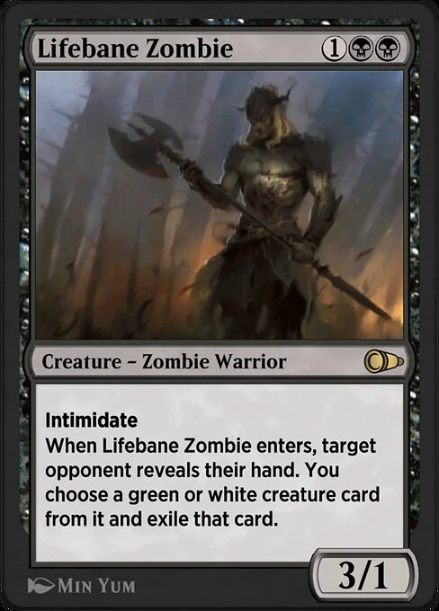 Lifebane Zombie, carta Magic di tipo Creature — Zombie Warrior illustrata da Min Yum