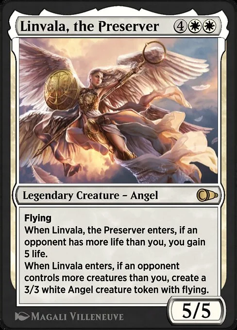 Linvala, the Preserver, carta Magic di tipo Legendary Creature — Angel illustrata da Magali Villeneuve
