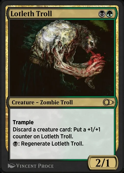 Lotleth Troll, carta Magic di tipo Creature — Zombie Troll illustrata da Vincent Proce