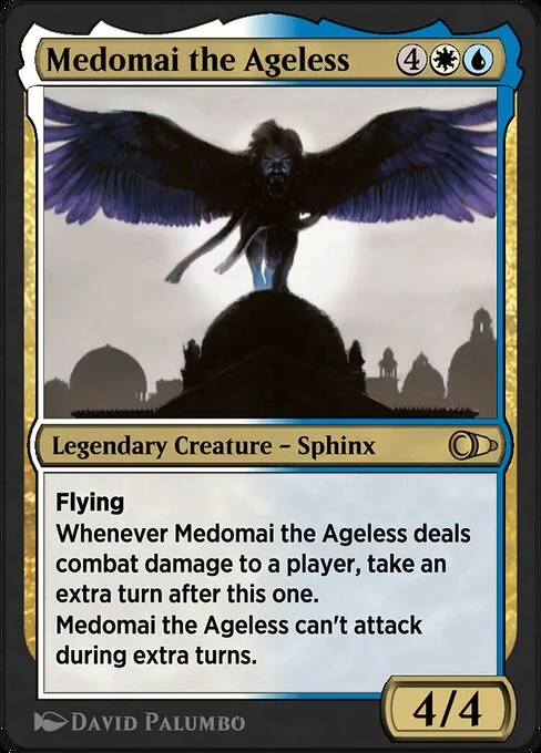 Medomai the Ageless, carta Magic di tipo Legendary Creature — Sphinx illustrata da David Palumbo