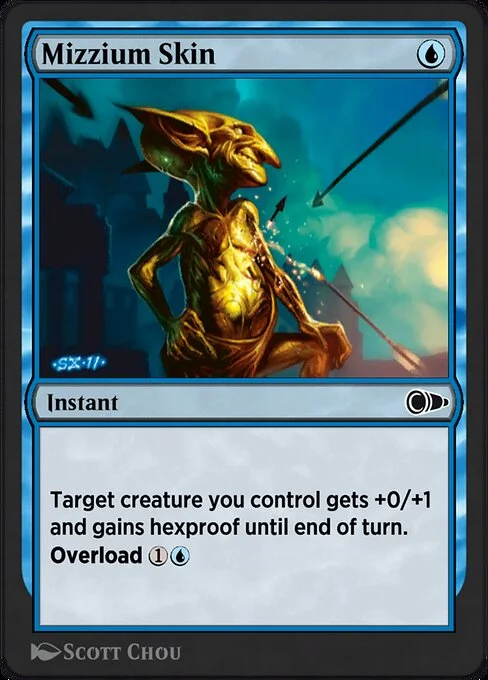 Mizzium Skin, carta Magic di tipo Instant illustrata da Scott Chou