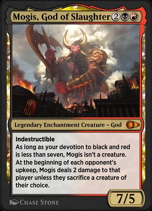 Mogis, God of Slaughter, carta Magic di tipo Legendary Enchantment Creature — God illustrata da Chase Stone