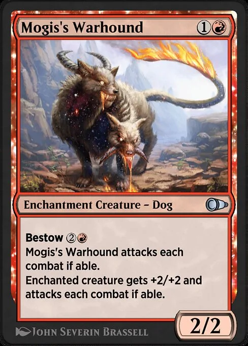 Mogis's Warhound, carta Magic di tipo Enchantment Creature — Dog illustrata da John Severin Brassell