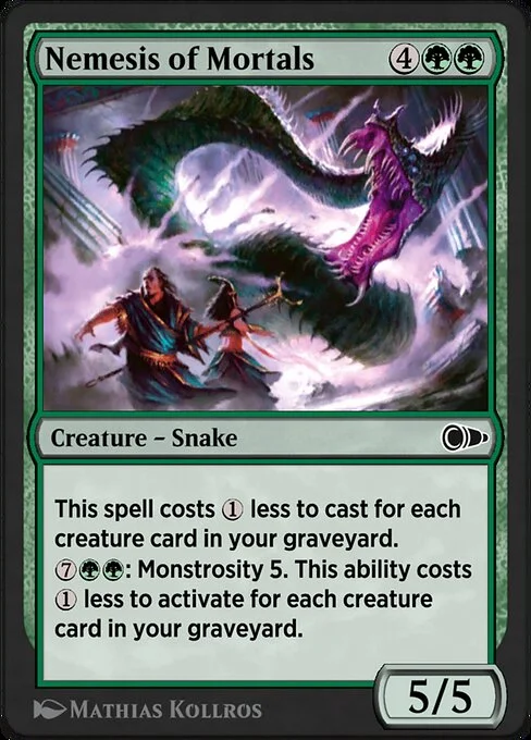 Nemesis of Mortals, carta Magic di tipo Creature — Snake illustrata da Mathias Kollros