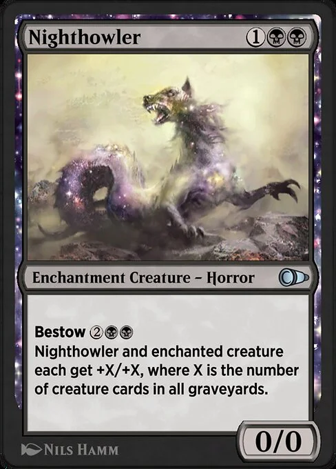 Nighthowler, carta Magic di tipo Enchantment Creature — Horror illustrata da Nils Hamm