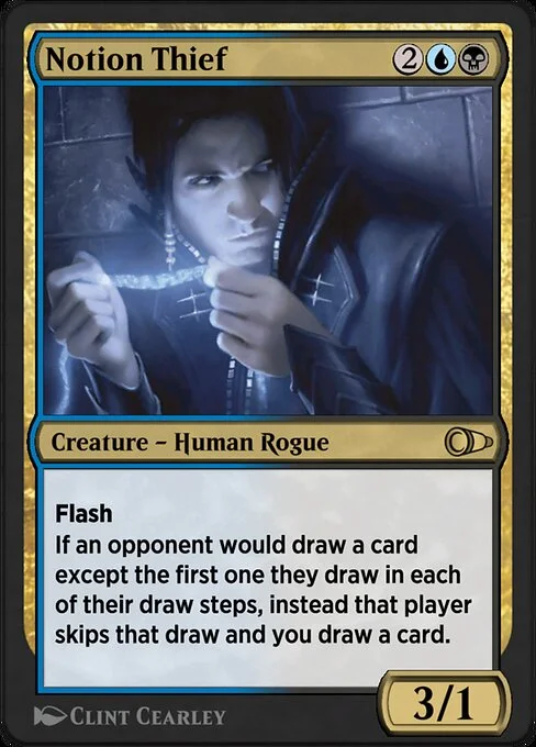 Notion Thief, carta Magic di tipo Creature — Human Rogue illustrata da Clint Cearley